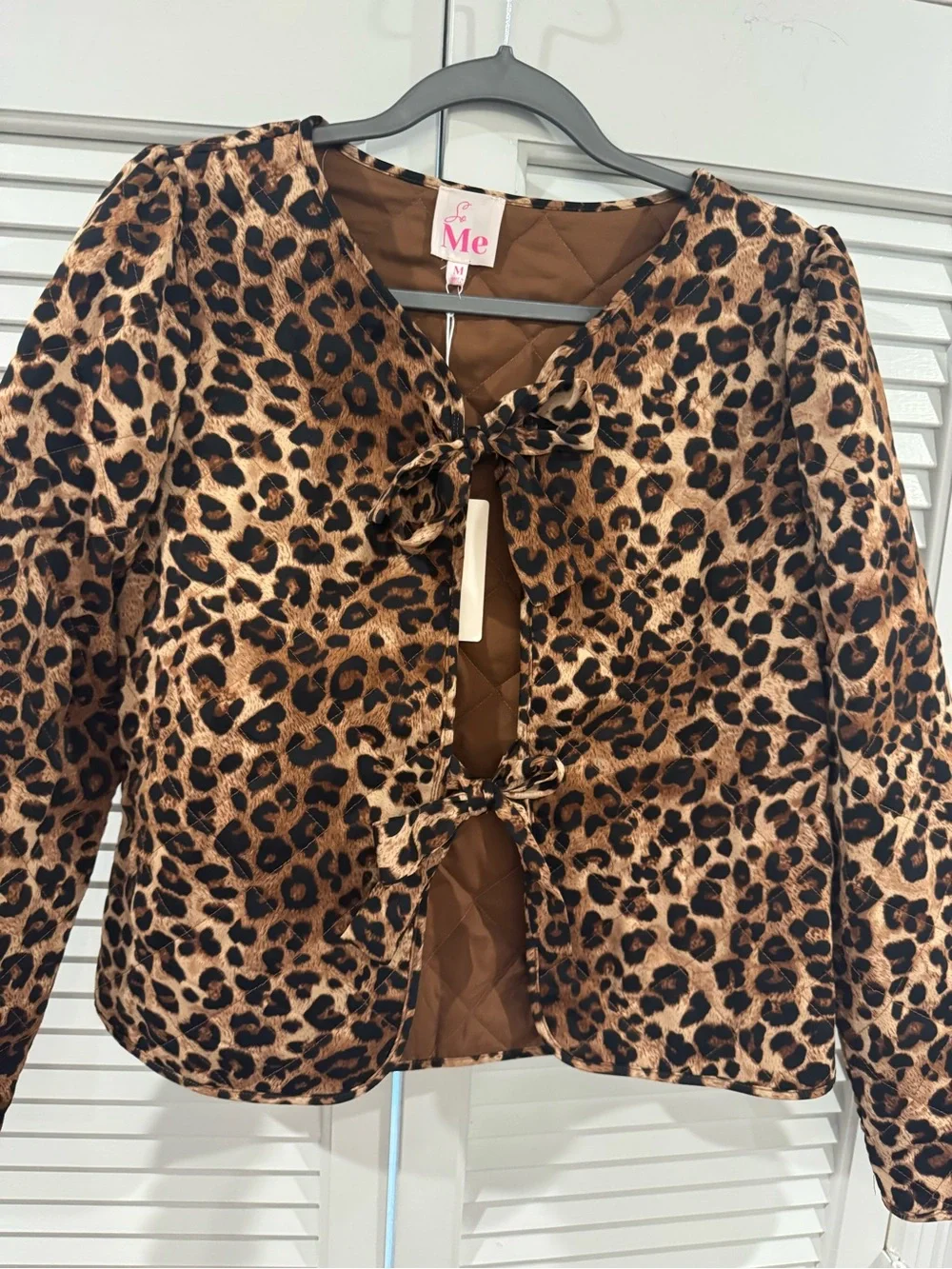 So Me Leopard-Trimmed Quilted Jacket - Brown/Black